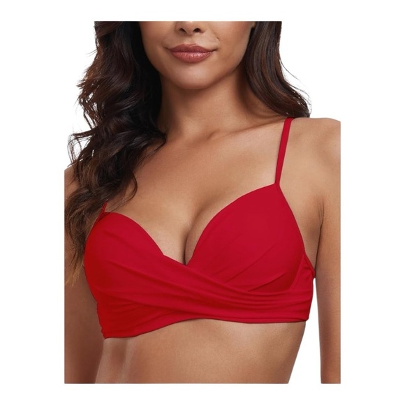 RELLECIGA Women's Push Up Bikini Twist Front Underwire top X2 | Small red/blue - Picture 4 of 11